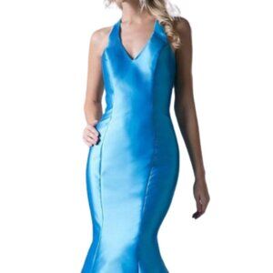 NWT Ladivine 13038 Satin Prom Dress Turquoise size 10